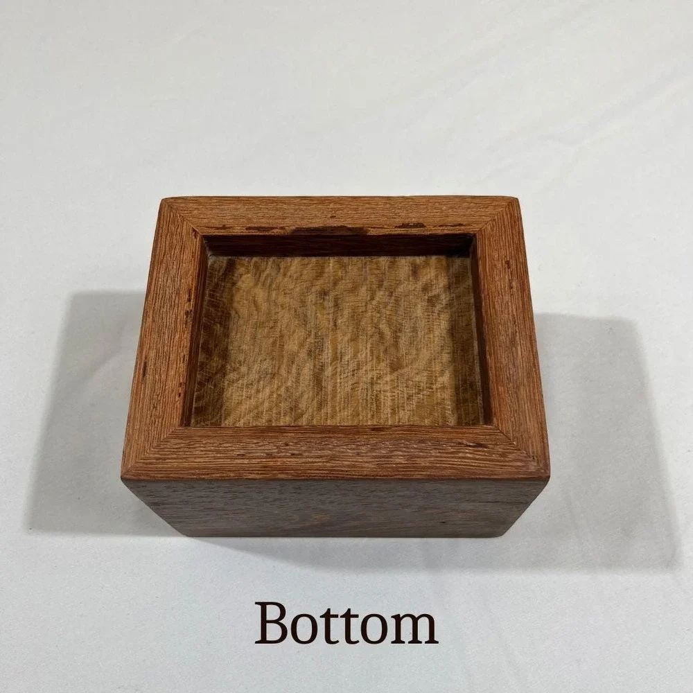 Handcrafted Andira Wood Keepsake Box with White Oak Lid, Custom Wood Storage